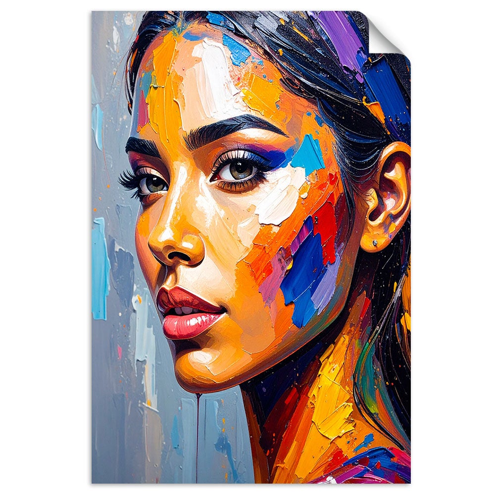 Naklejka na ścianę, Twarz Pieknej Kobiety Malowany 90x130