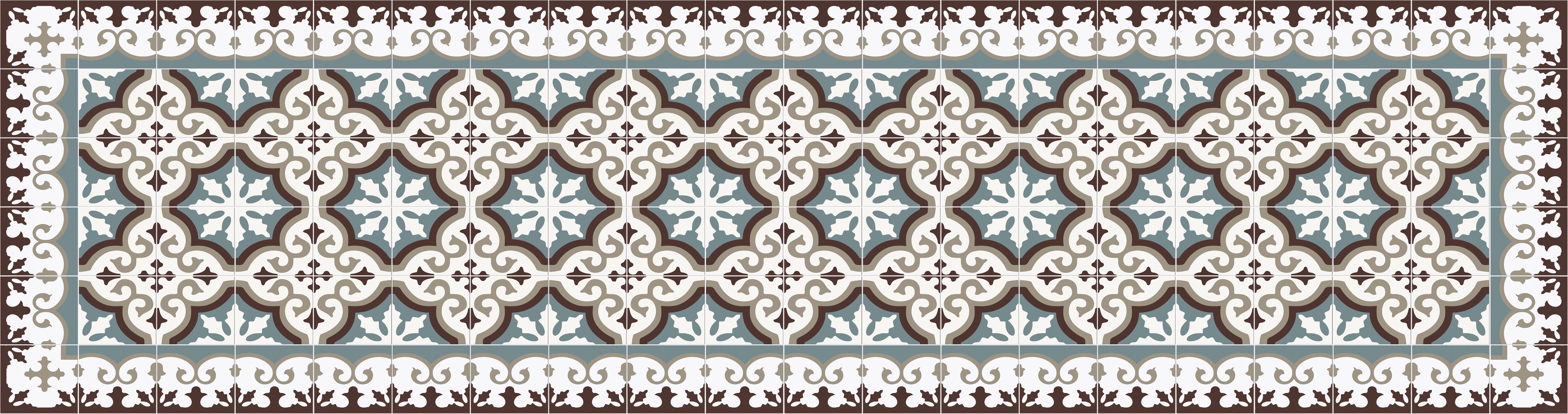 Alfombra de vinilo flocons aigue-marine 66x250 cm - pvc antideslizante, vinilica para cocina o salón, lavable, estilo hidraúlico, azul