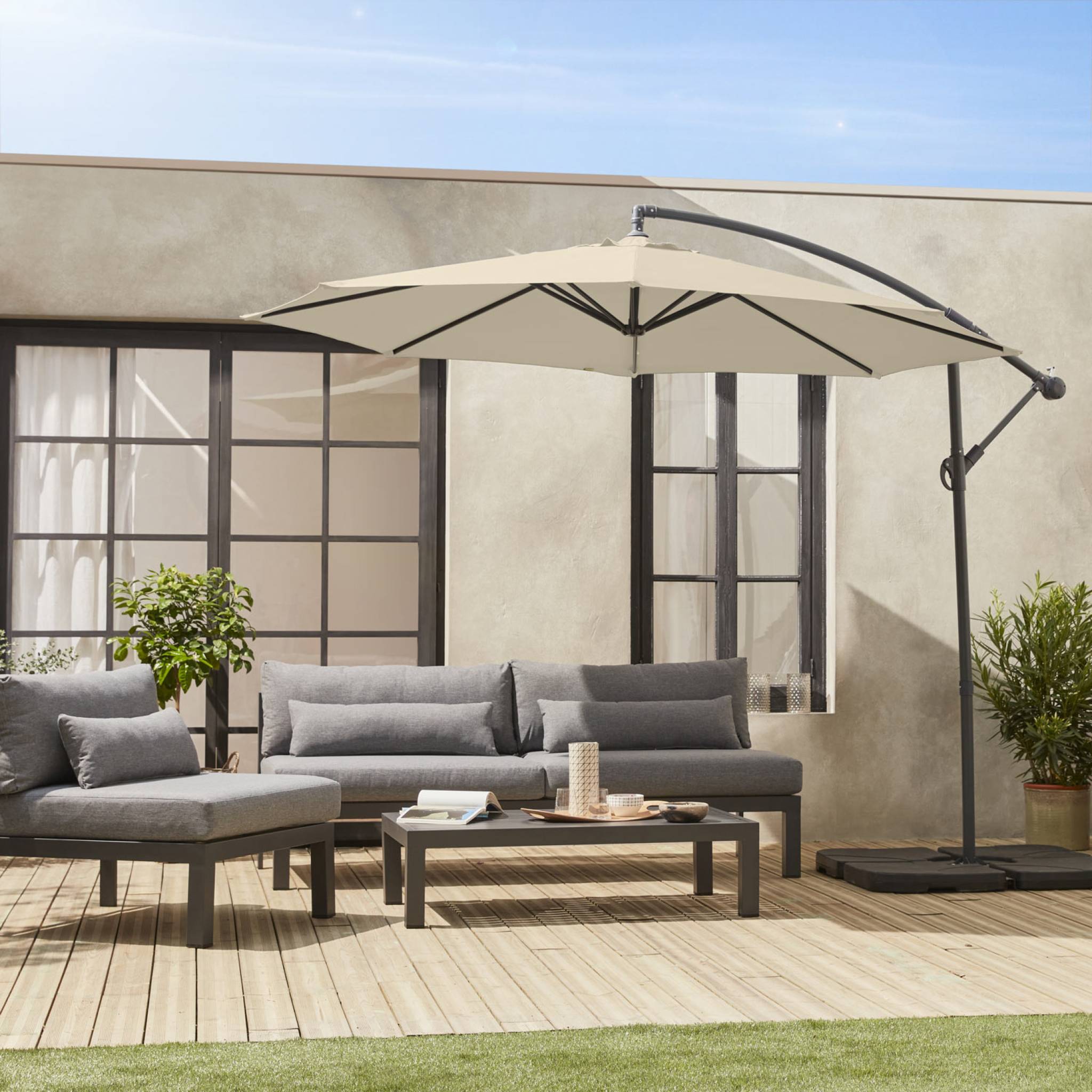 Sombrilla redonda, 350cm Beige - 350x350x250 cm - 2