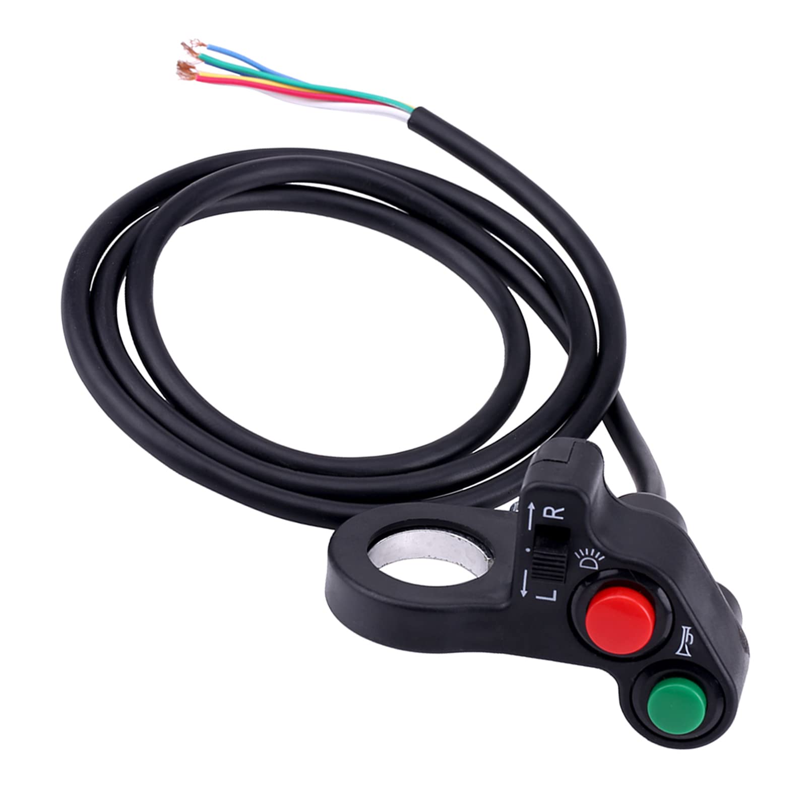 Interrupteur De Guidon Moto Noir 12V Étanché Avec Témoin Lumineux - Phare Et Accessoires, Diamètre 22mm