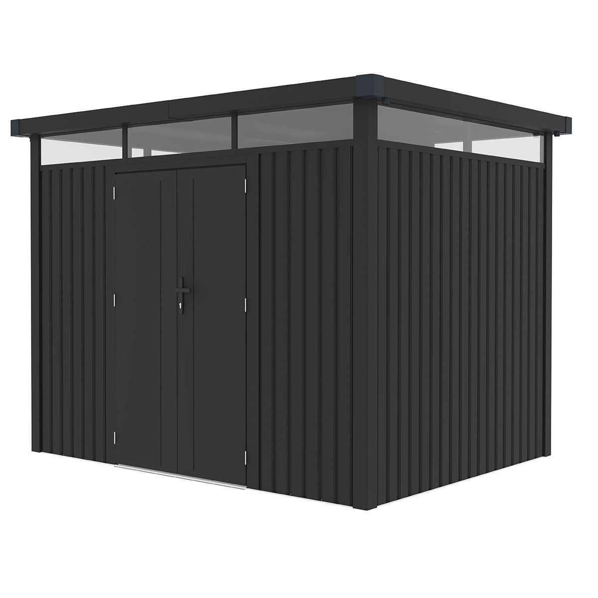 Abri de jardin moderne gris anthracite toit plat en acier galvanisé - 6