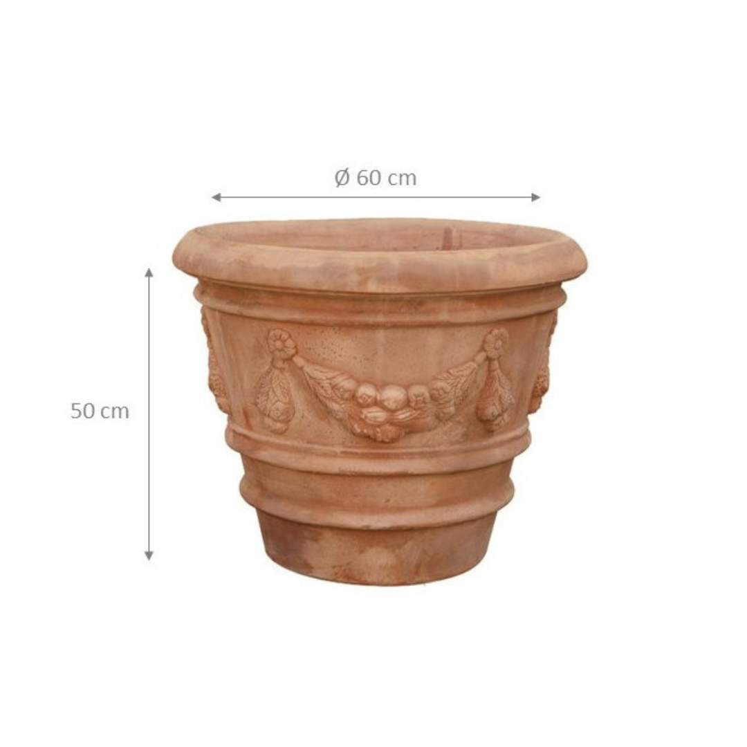 BISCOTTINI Pot de Jardin Terre Cuite Antigel - Pot pour Citronniers et Plantes 60x50cm - Vasque Extérieur Festonnée Fait Main - 2