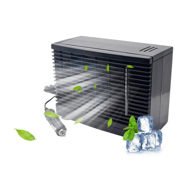 Climatiseur portable 12 V pour voiture, Ventilateur de refroidissement diffusant de l'air froid, Universel pour véhicules, camping-cars et SUV, Noir