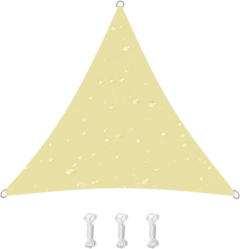 Żagiel przeciwsłoneczny, ochrona UV 95%, na taras, balkon, do ogrodu, na imprezy, wydarzenia plenerowe (5 x 5 x 5 m, beżowy)