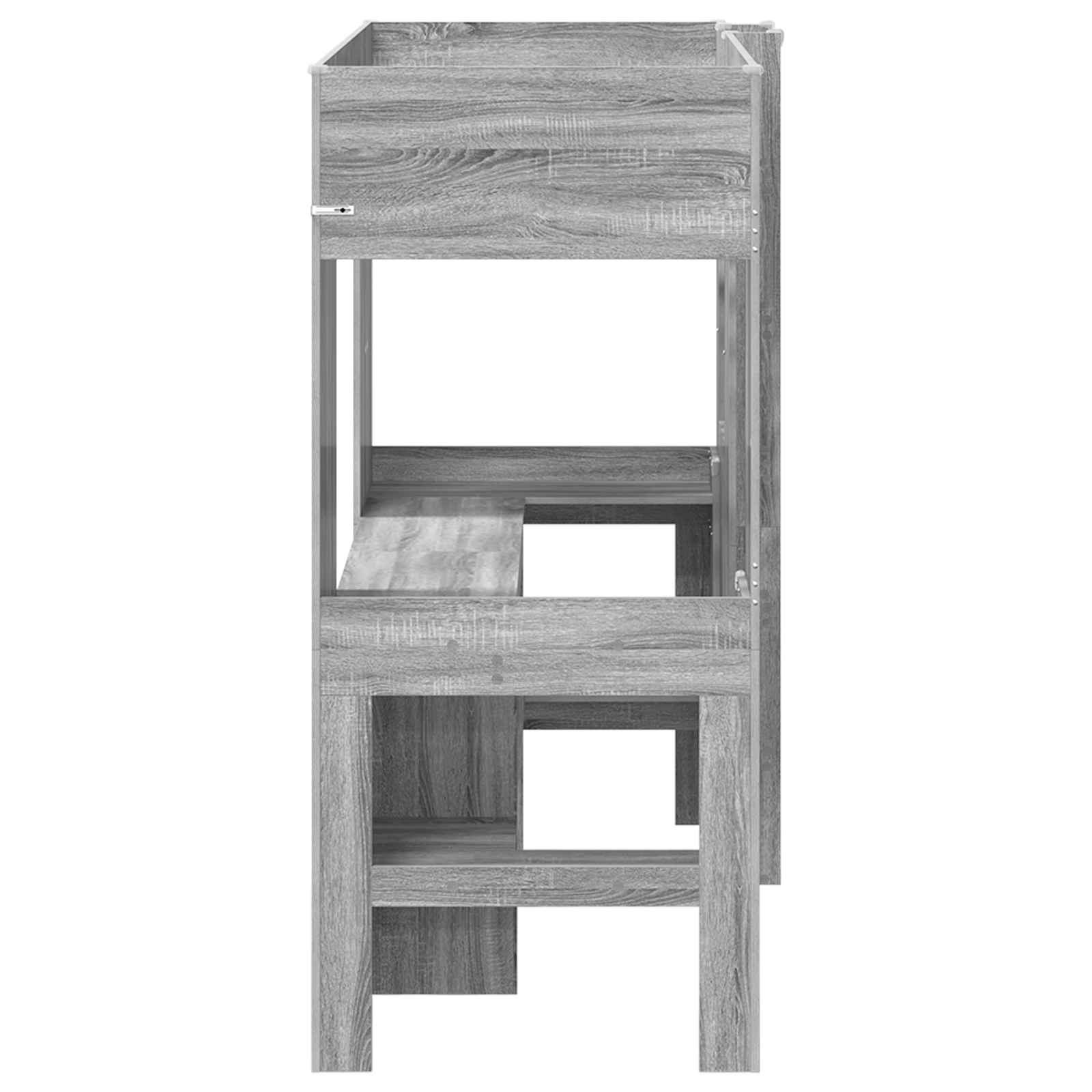 Cadre de lit superposé avec bureau, gris, pour la chambre, 75 × 190 cm - 6