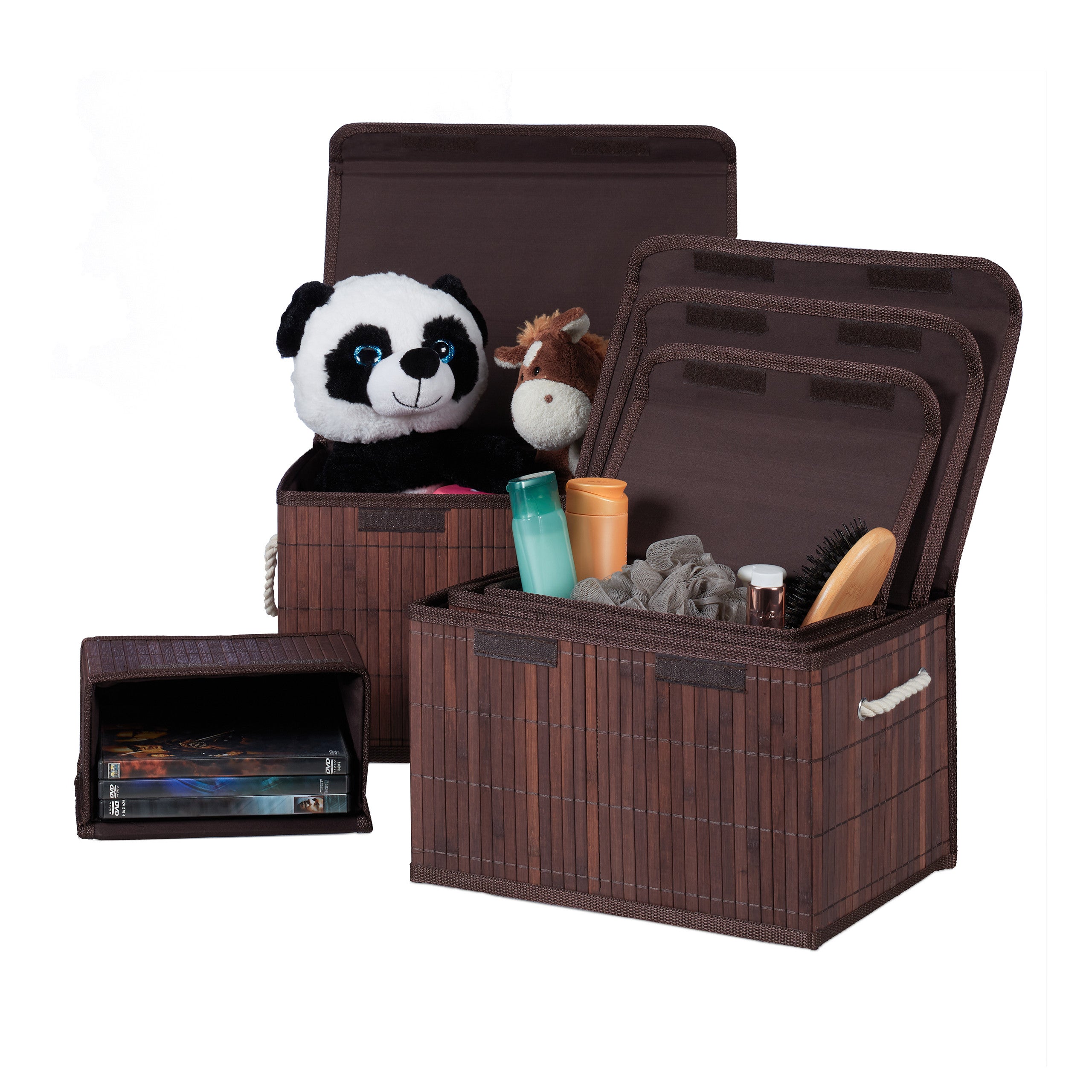 Relaxdays Panier de Rangement, Lot de 3, avec Couvercle, Aspect tressé, Organiseur Salle de Bain, 10,5 x 19,5 x 14,5 cm, Blanc Relaxdays Panier de Rangement, Lot de 3, avec Couvercle, Aspect tressé, Organiseur Salle de Bain, 10,5 x 19,5 x 14,5 cm, Blanc