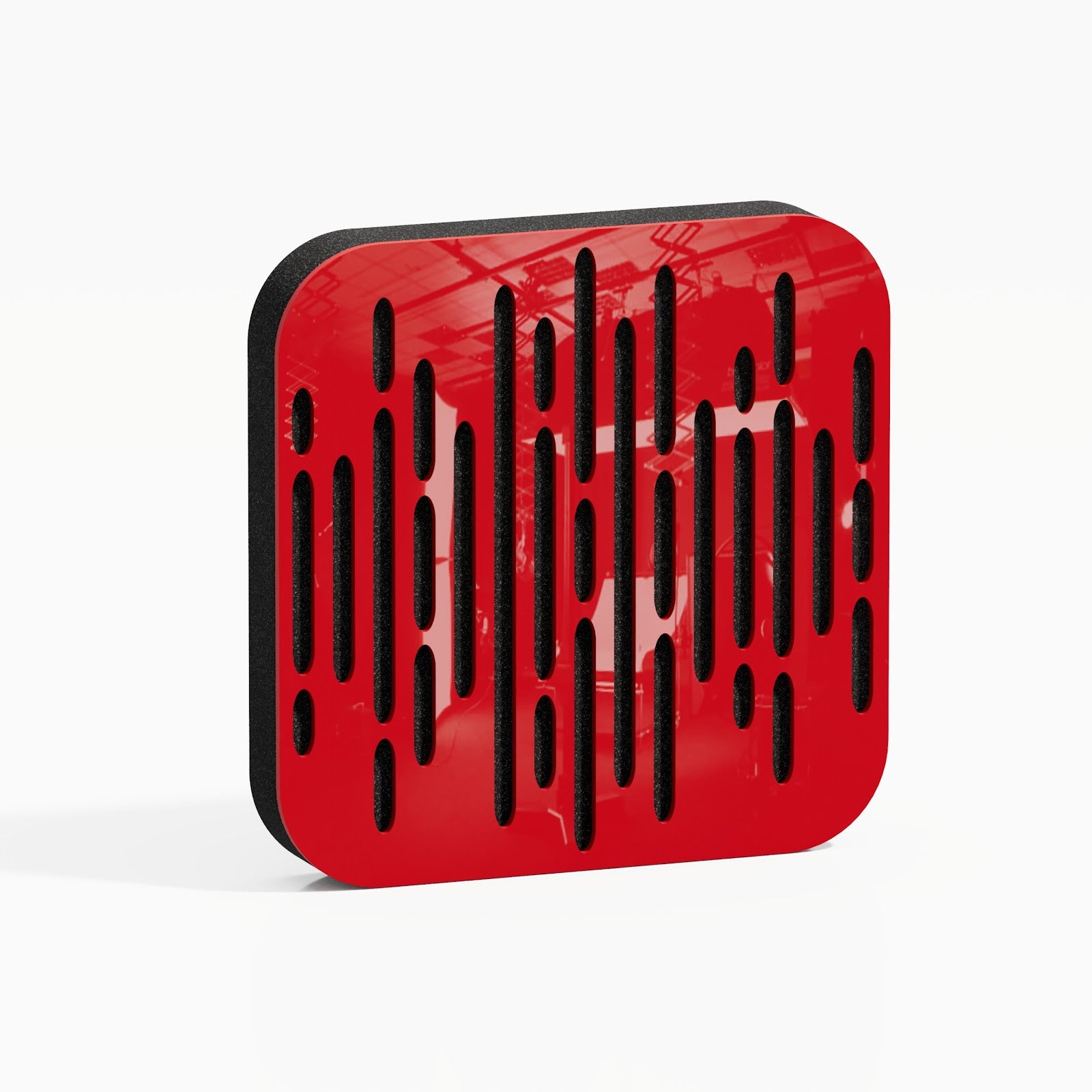 Lot de 8 Mini-Panneaux acoustiques insonorisants WAVE-D 23x23x3 cm - 0,42 m² surf.totale -Plastique perforé et mousse acoustique -Rouge brilliant - 2