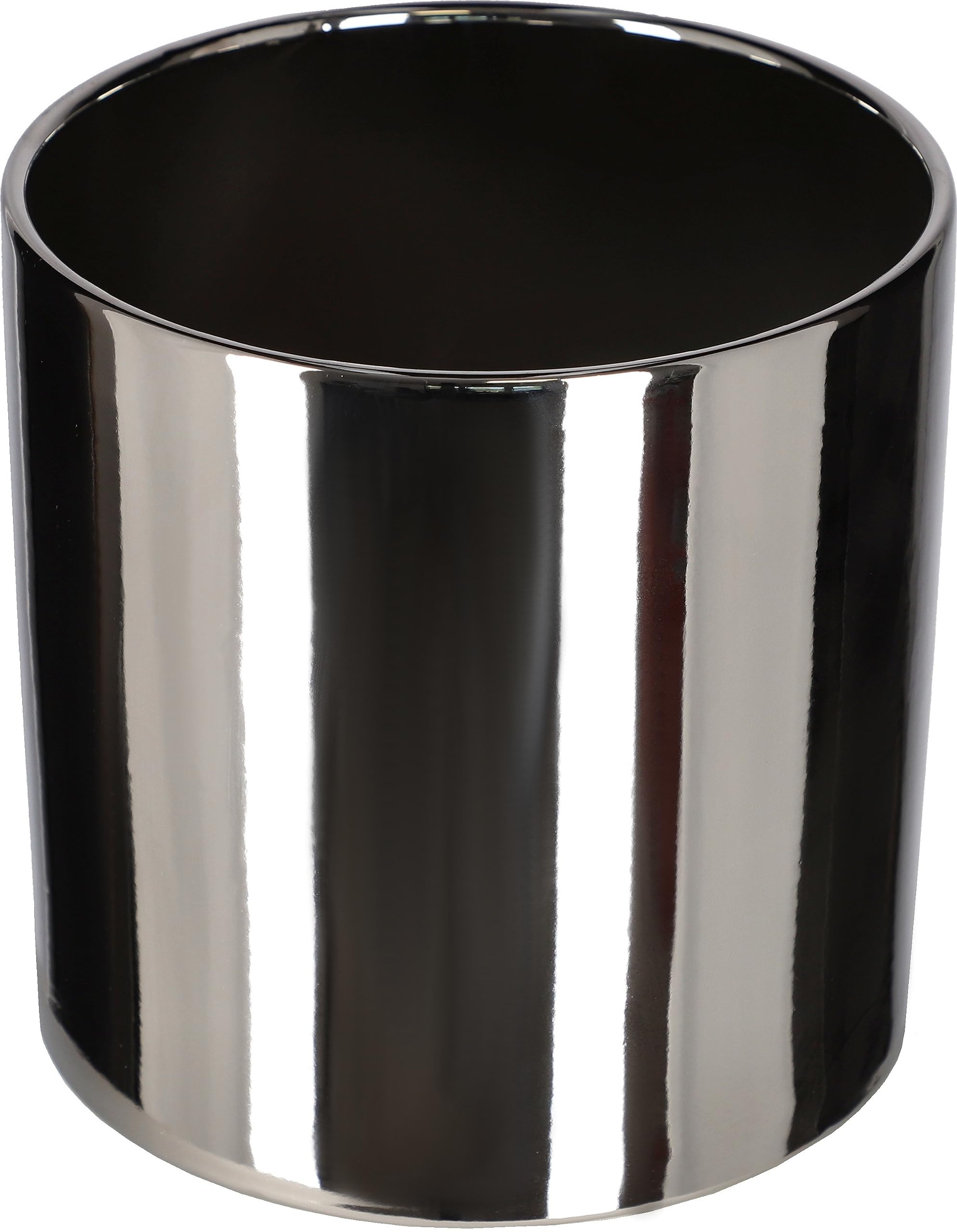Doniczka donica srebrna ceramiczna połysk ø200 mm osłona cylinder ozdobna - KOTARBAU - 5