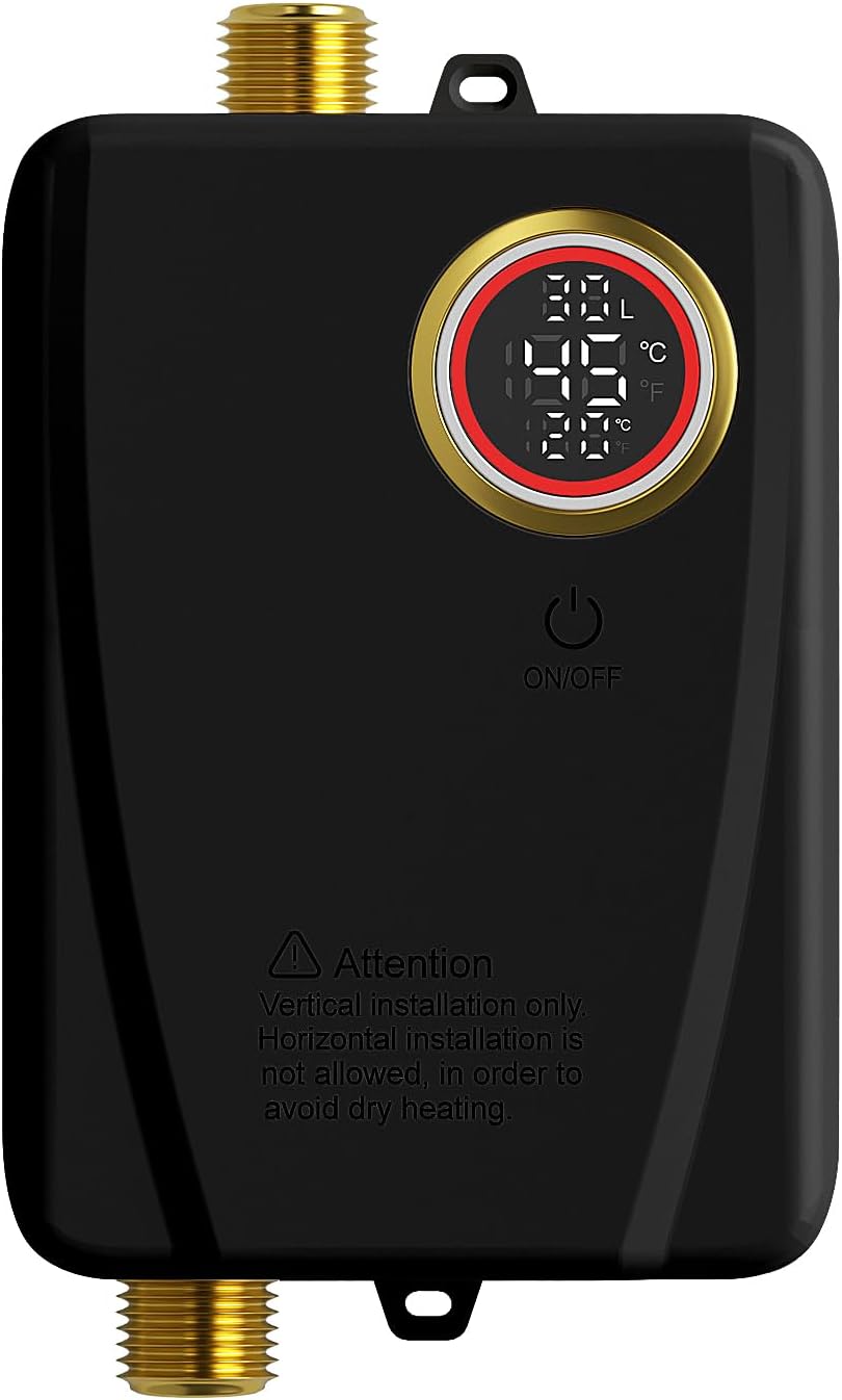 Miniaturowy podgrzewacz wody przepływowy - 3500 W - Z wyświetlaczem temperatury - Do kuchni, łazienek i kamperów - Klasa energetyczna A