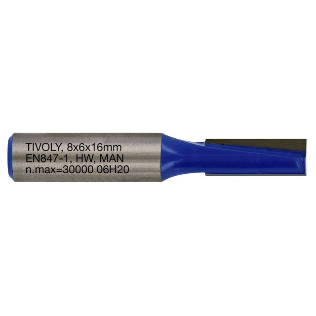 Tivoly • Fraise de Défonceuse à Rainurer Droit • Ø6mm • 2 Lames en Carbure • Tige Ø8mm • Pour Travail du Bois