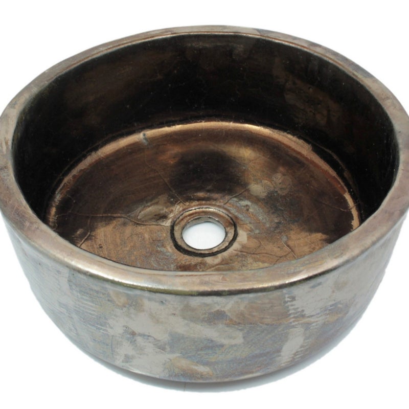 Ręcznie wykonana umywalka ceramiczna Urszula – Okrągła, dekoracyjna umywalka nablatowa 38 x 14 cm | Ekskluzywna umywalka łazienkowa