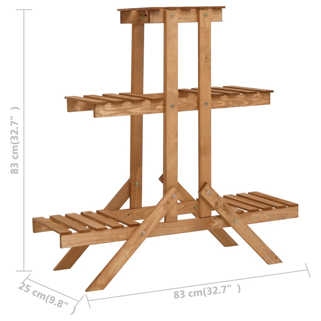 Support pour plantes en bois de sapin, 83 × 25 × 83 cm - 5