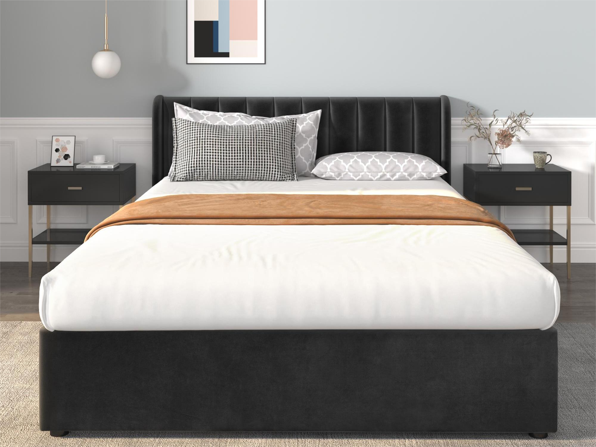 Letto Matrimoniale Con Comodini KUAKE - 160x200 Cm, Rovere E Grigio, Rete A Doghe, Moderno