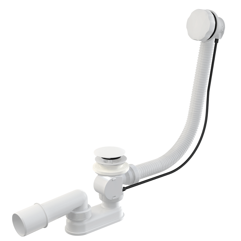 Ensemble de vidange de baignoire avec bonde extra-plat en laiton - Blanc - 2