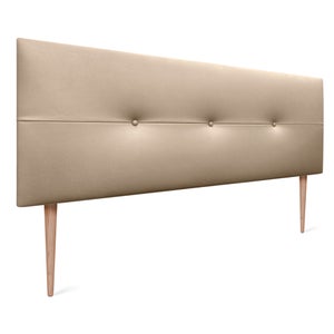 Tête De Lit Rembourrée En Tissu Beige 160 Cm - Avec Pieds En Bois, 4 Cm D'épaisseur, Fabrication Espagne