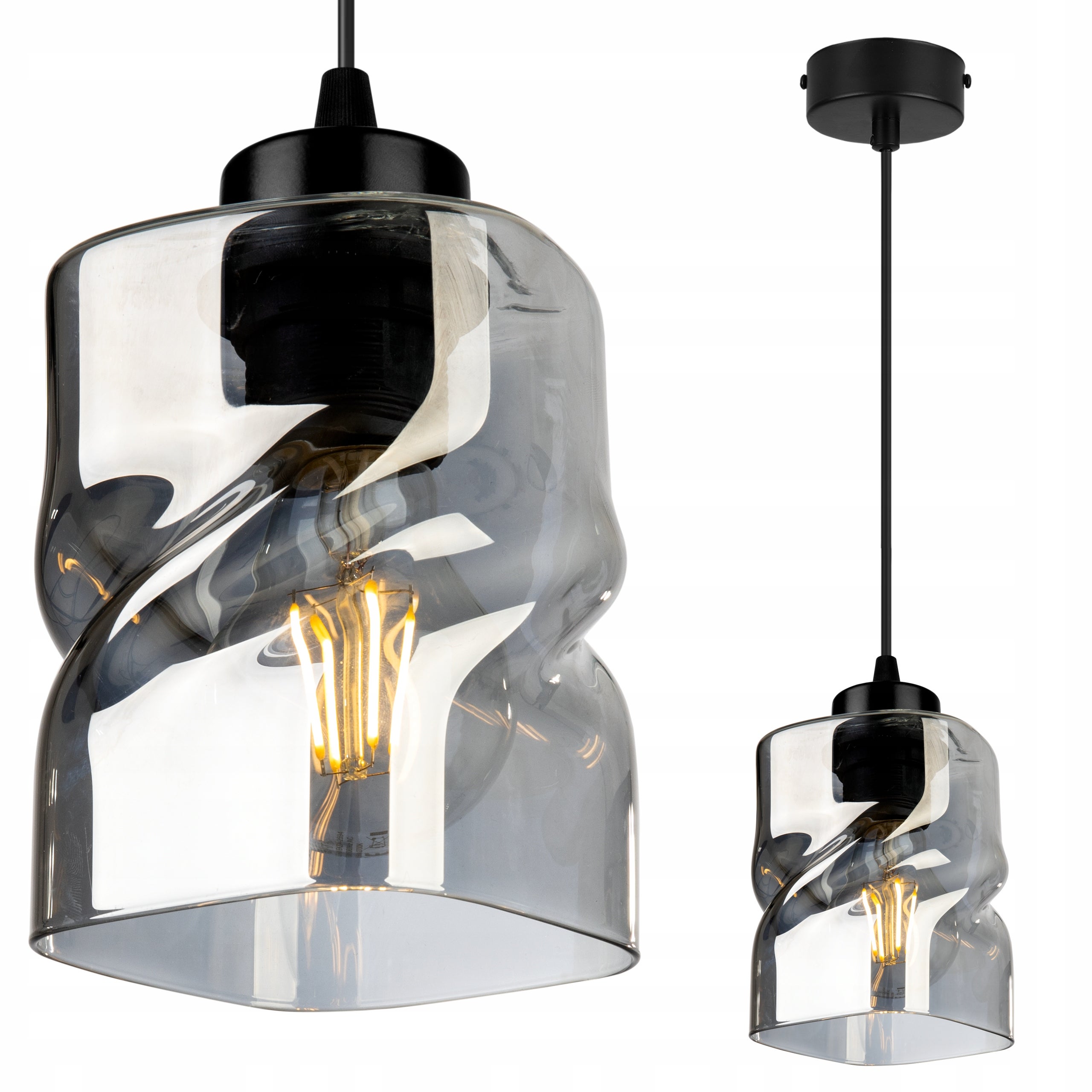 Lampa sufitowa wisząca Niki classic 1xE27 abażur nieregularny grafitowy Light Home LH