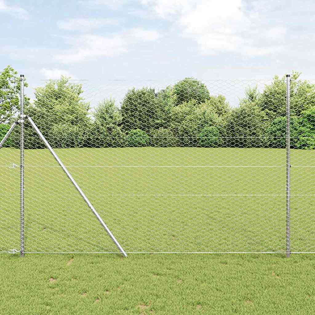 Ogrodzenie heksagonalne Srebrny 1,6 x 25 m Stal galwanizowana vidaXL