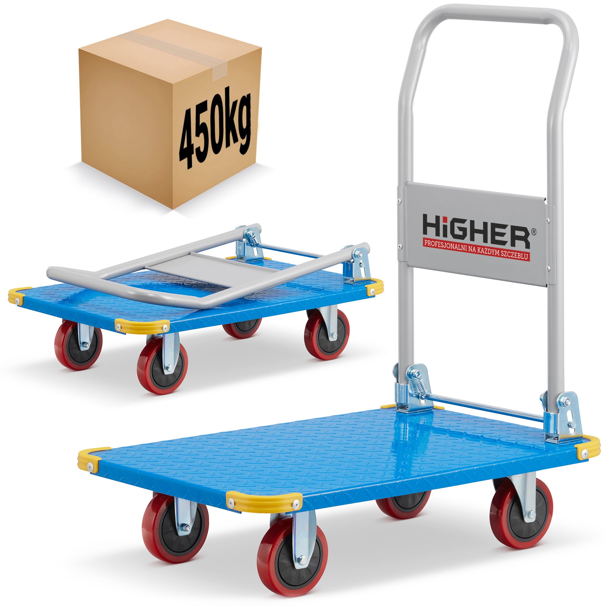 Wózek platformowy towarowy składany transportowy magazynowy HIGHER 450kg