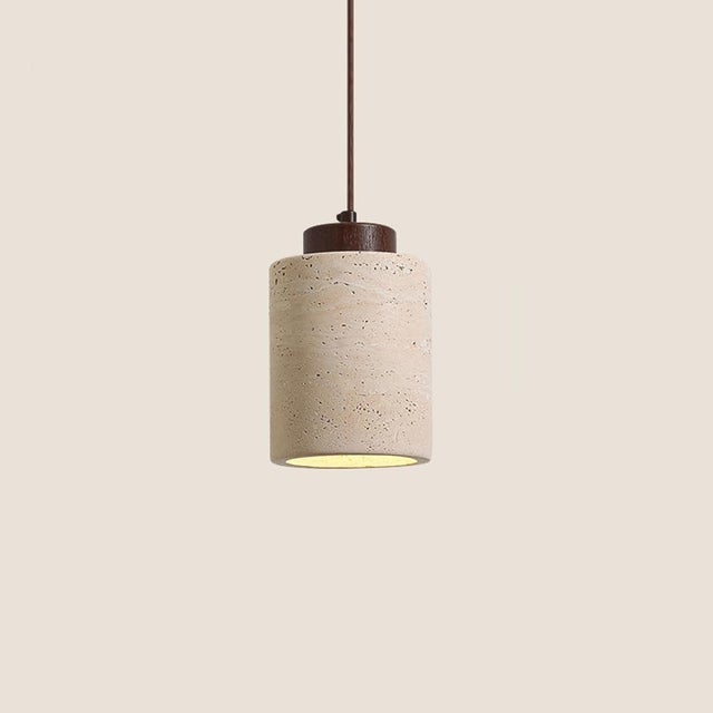 Suspension moderne de style japonais « Wabi-sabi » en travertin jaune (diamètre 11 cm);luminaire suspendu idéal pour chambre,chevet,îlot,terrasse