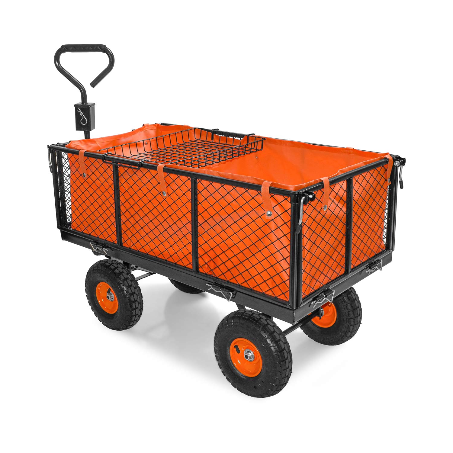 Chariot De Remorque Pour Outils De Jardin En Fer Avec Bâche Charge Maximale 550kg Avec Grille Supplémentaire - 7