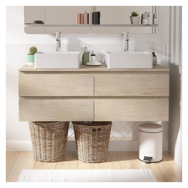 Móvel de lavatório duplo Sorrento de 120 cm para montagem na parede