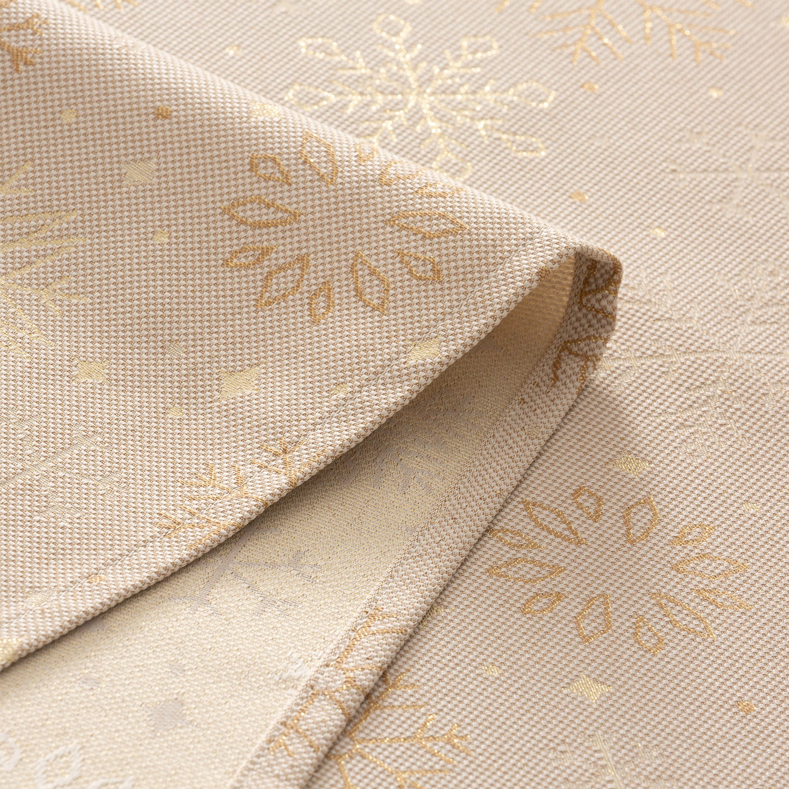 Tovaglia di Natale rettangolare in cotone jacquard beige e oro 140x350 cm - Sparkle - 4
