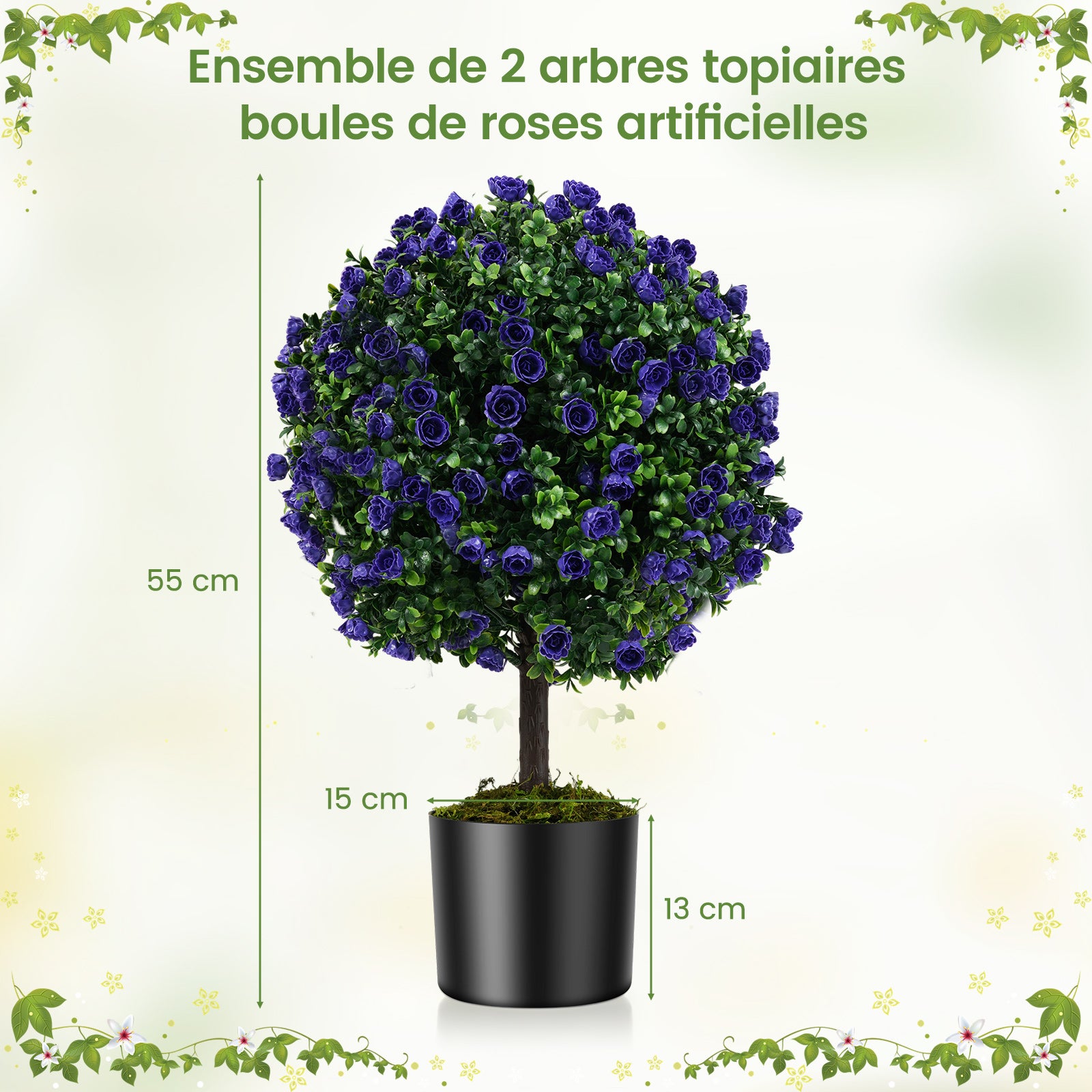 Goldshire Alberi Artificiali A Sfera (Confezione Da 2) - Bosso Triplo In Vaso, Altezza 118 Cm, Piante Finte Per Esterno/Interno