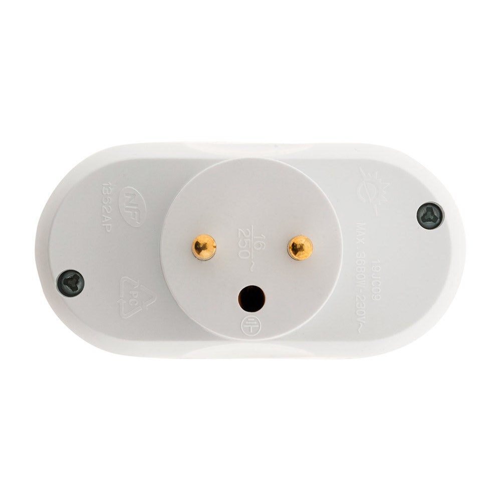 Multiprise biplite pour façade 16A - Blanc - Zenitech - 5