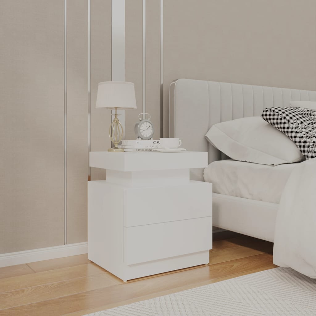 Mesita de noche，Mesilla de noche madera contrachapada blanco 45x35x52 ...