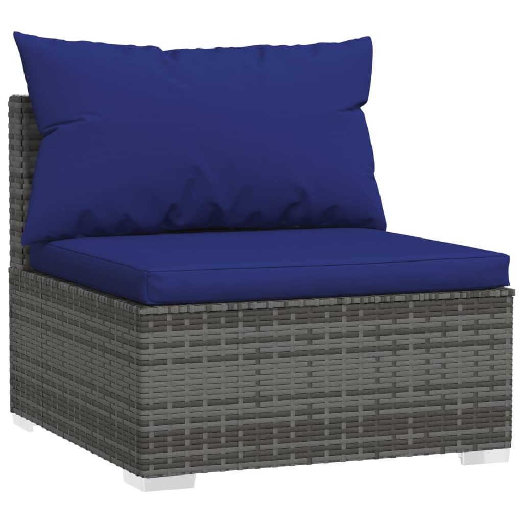 Maison Exclusive - Set Divani da Giardino 9 pz con Cuscini in Polyrattan Grigio - 8