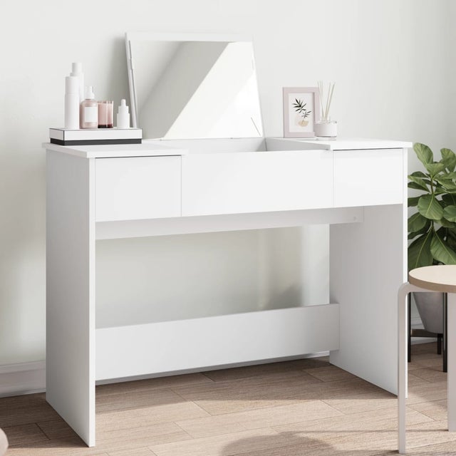 Coiffeuse Avec Miroir Et Tabouret - 6 Tiroirs, Lumières LED Réglables, Blanc - 80x36x130cm