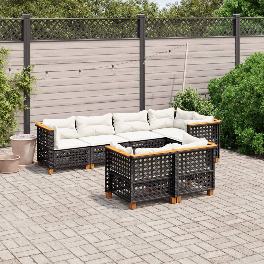Divano Giardino Tidyard 2 Posti - Set In Polyrattan Nero Con Cuscini, Per Esterno