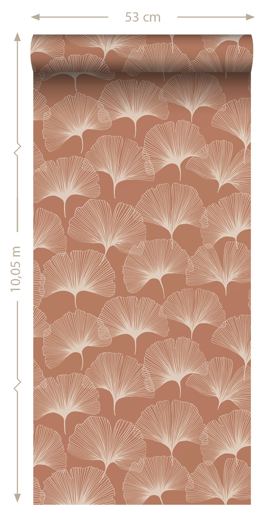 Papier peint feuilles de ginkgo terracotta - 53 cm x 10.05 m - ESTAhome - 8