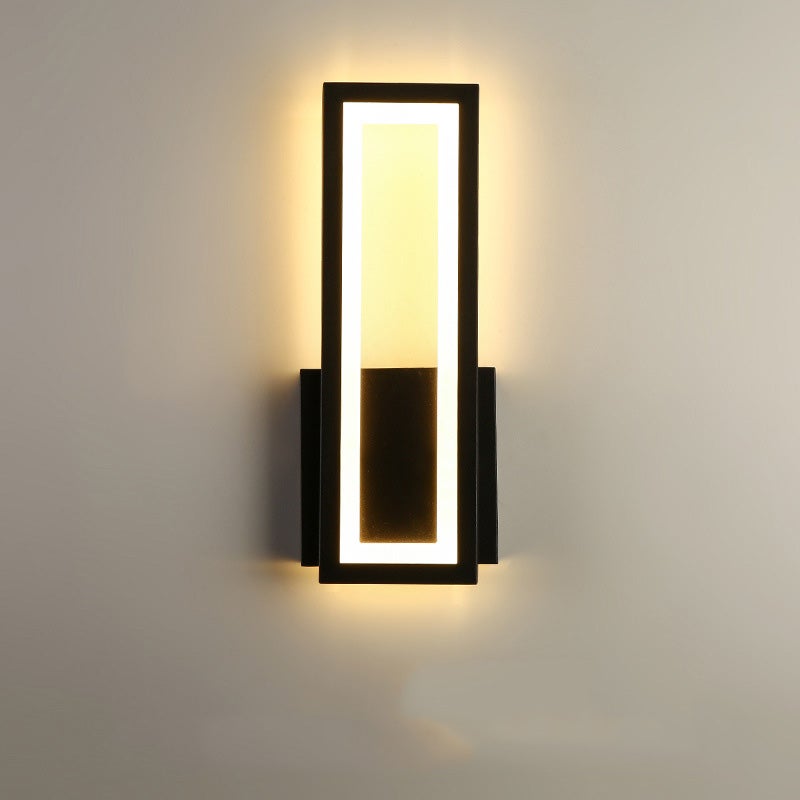 Nowoczesna prostokątna lampka nocna, prosta czarna kwadratowa lampa ścienna z tłem, 32*12*4CM (światło trójkolorowe)