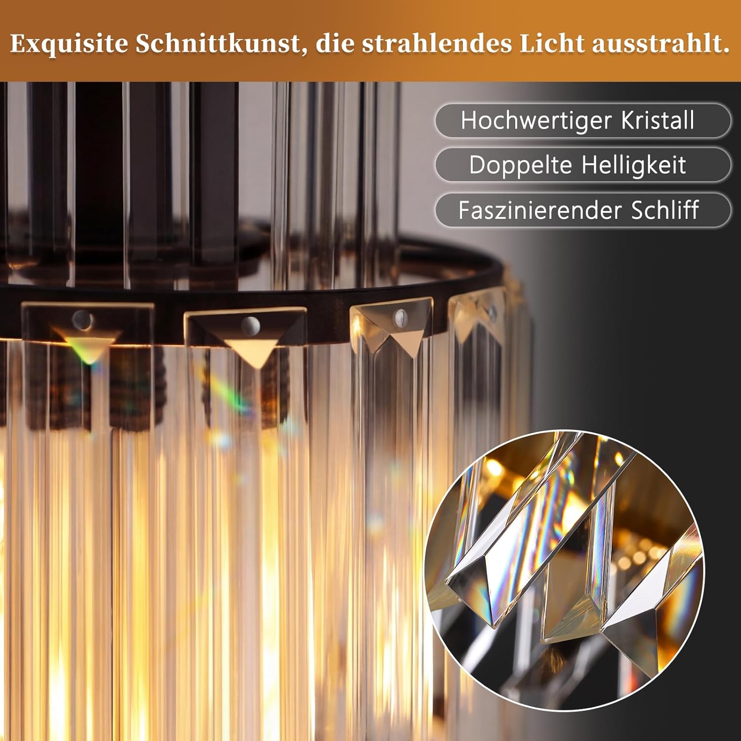 ZMH Plafonnier moderne en cristal E27 noir lampe de couloir vintage pour cuisine salon chambre cuisine couloir (ampoule non incluse) - 3