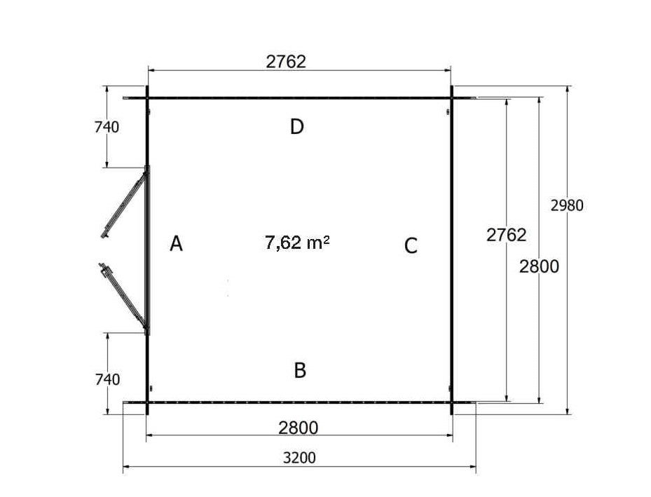 Abri de jardin en bois brut, ep 19mm, surface utile 7.62m² INT019 / INEKSA - 9