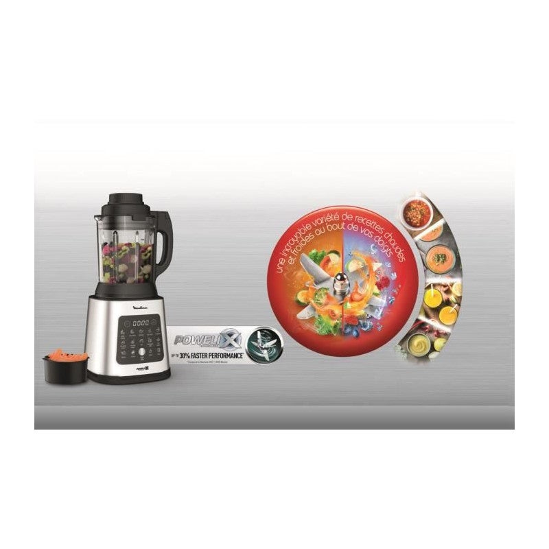 Blender chauffant - MOULINEX LM83SD10 Perfectmix Cook - 1400 W - 10 programmes auto - Lames amovibles - 2