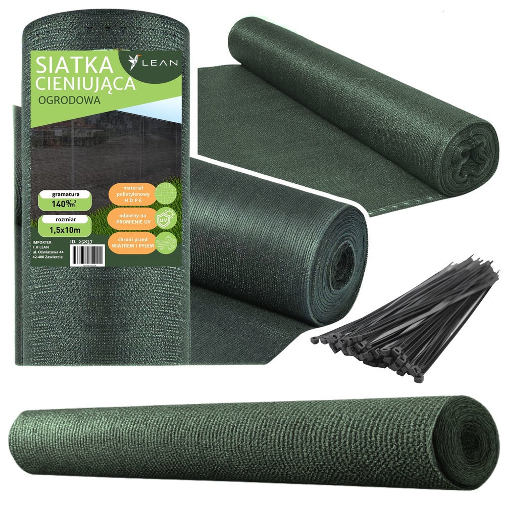 Siatka Cieniująca Na Ogrodzenie Płot Maskująca Zielona 1.5M 10M 140g/m²