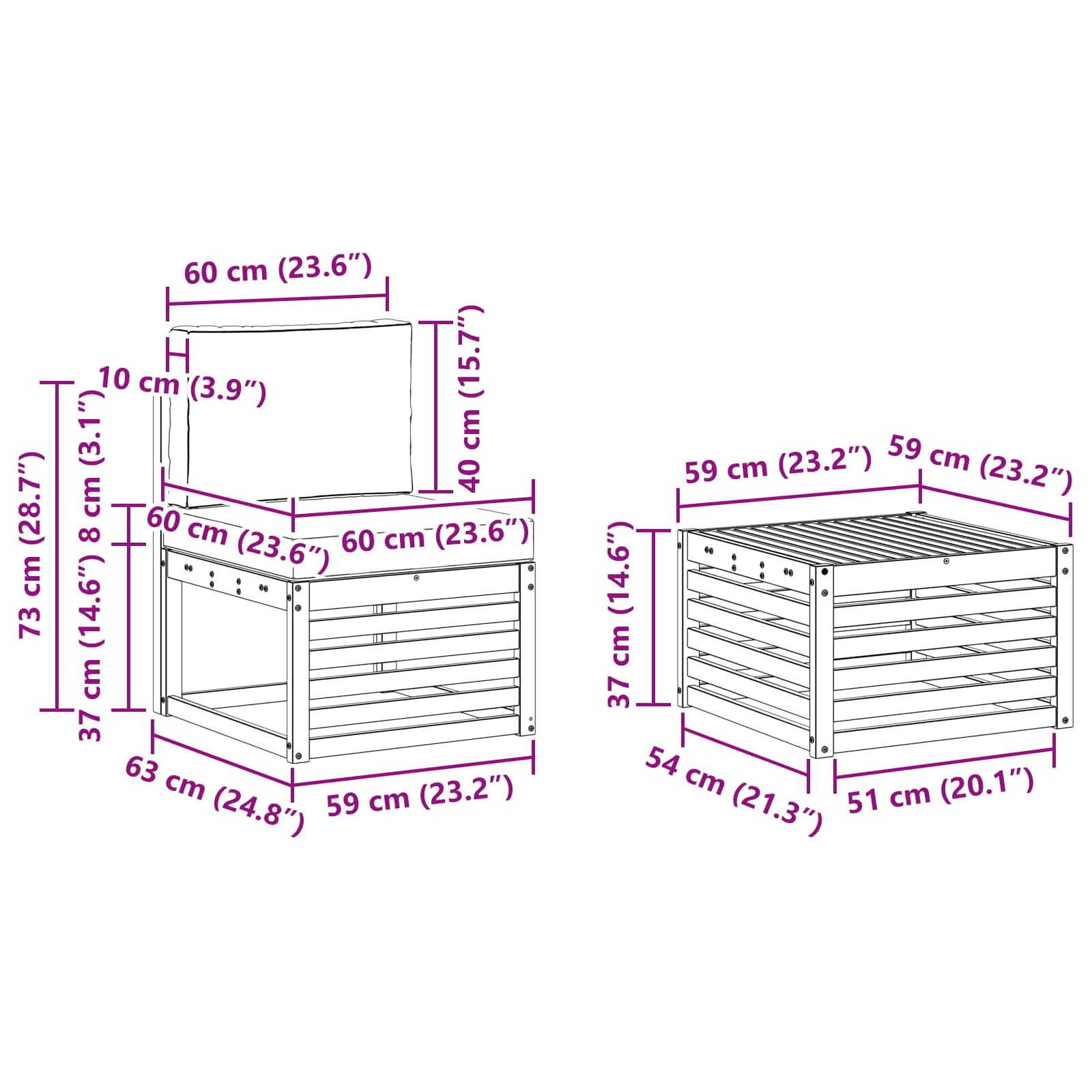Ensemble de canapés d'extérieur 7 pc naturel et beige - 8