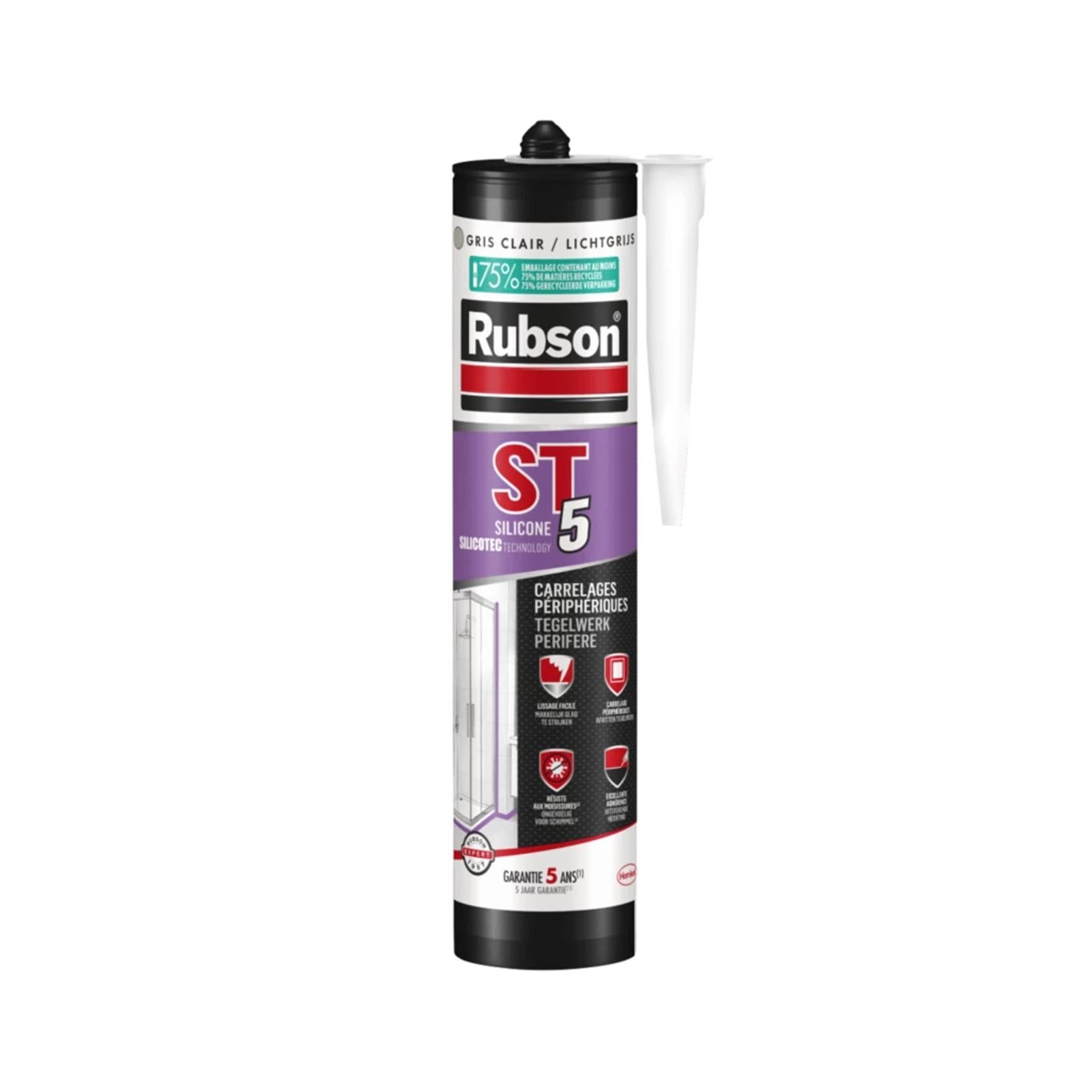 Mastic sanitaire ST5 multi-usages gris moyen 300ml RUBSON - 7