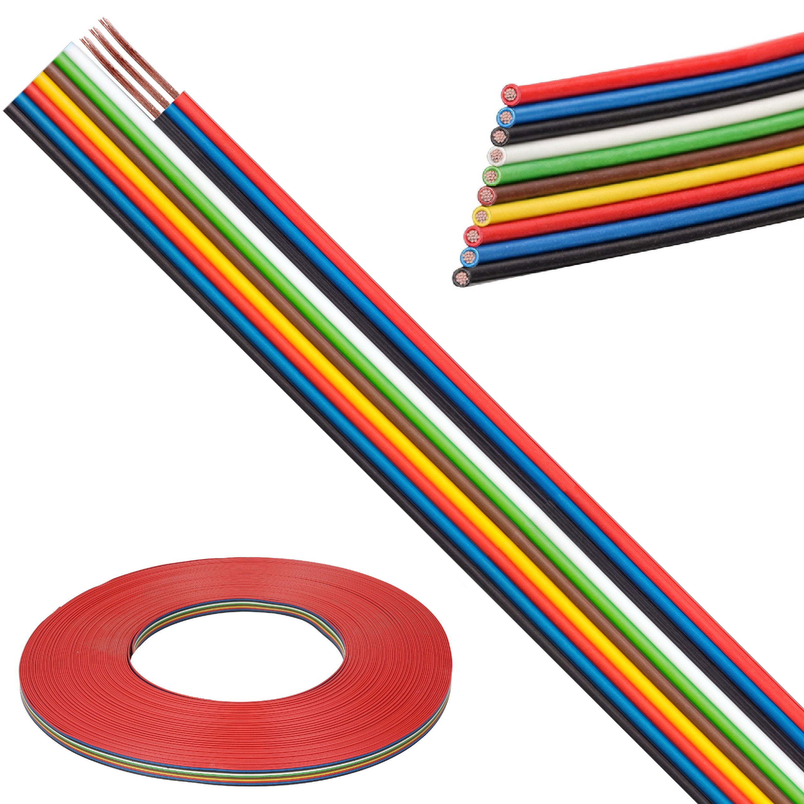 Kabel telekomunikacyjny wstążkowy TLWY 10x0,35mm2 kolorowy 150V montażowy linka Technokabel 50m