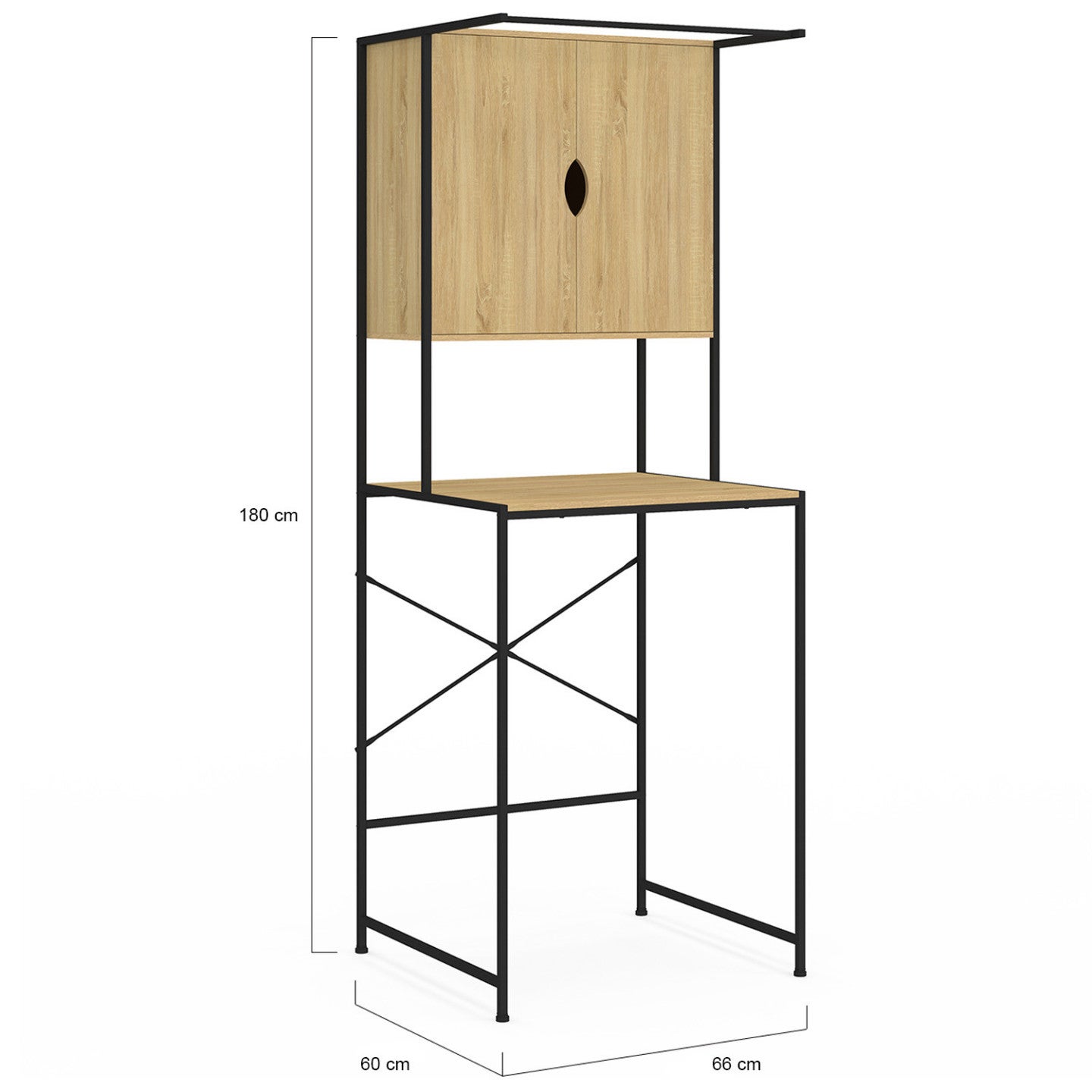 Meuble de rangement dessus machine à laver avec placard DETROIT design industriel - 5