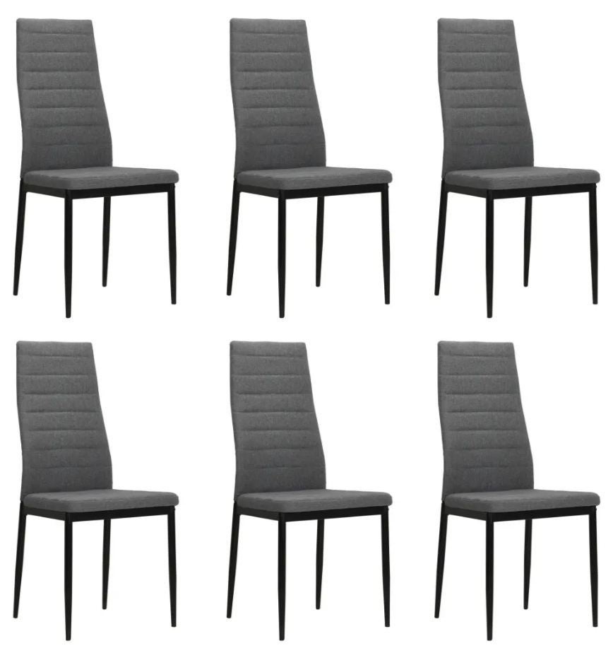 Chaise tissu gris clair et pieds métal noir Karlane - Lot de 6 | Leroy ...