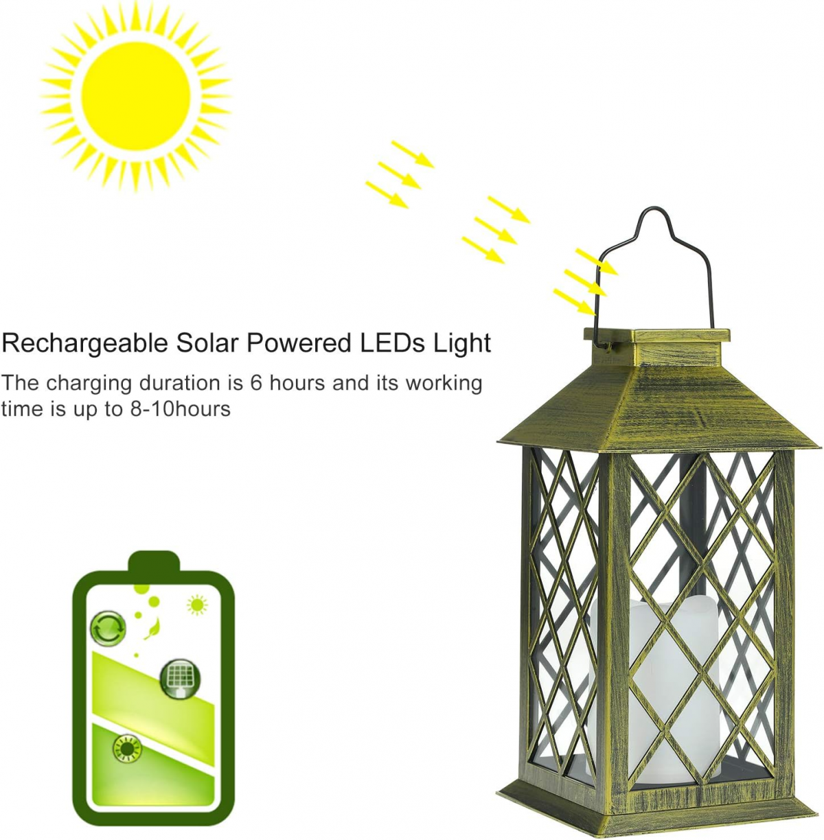 Linterna solar Lote de 2 linternas solares con efecto de vela Iluminación solar para exteriores Decoración de jardín Linterna solar con vela - 6