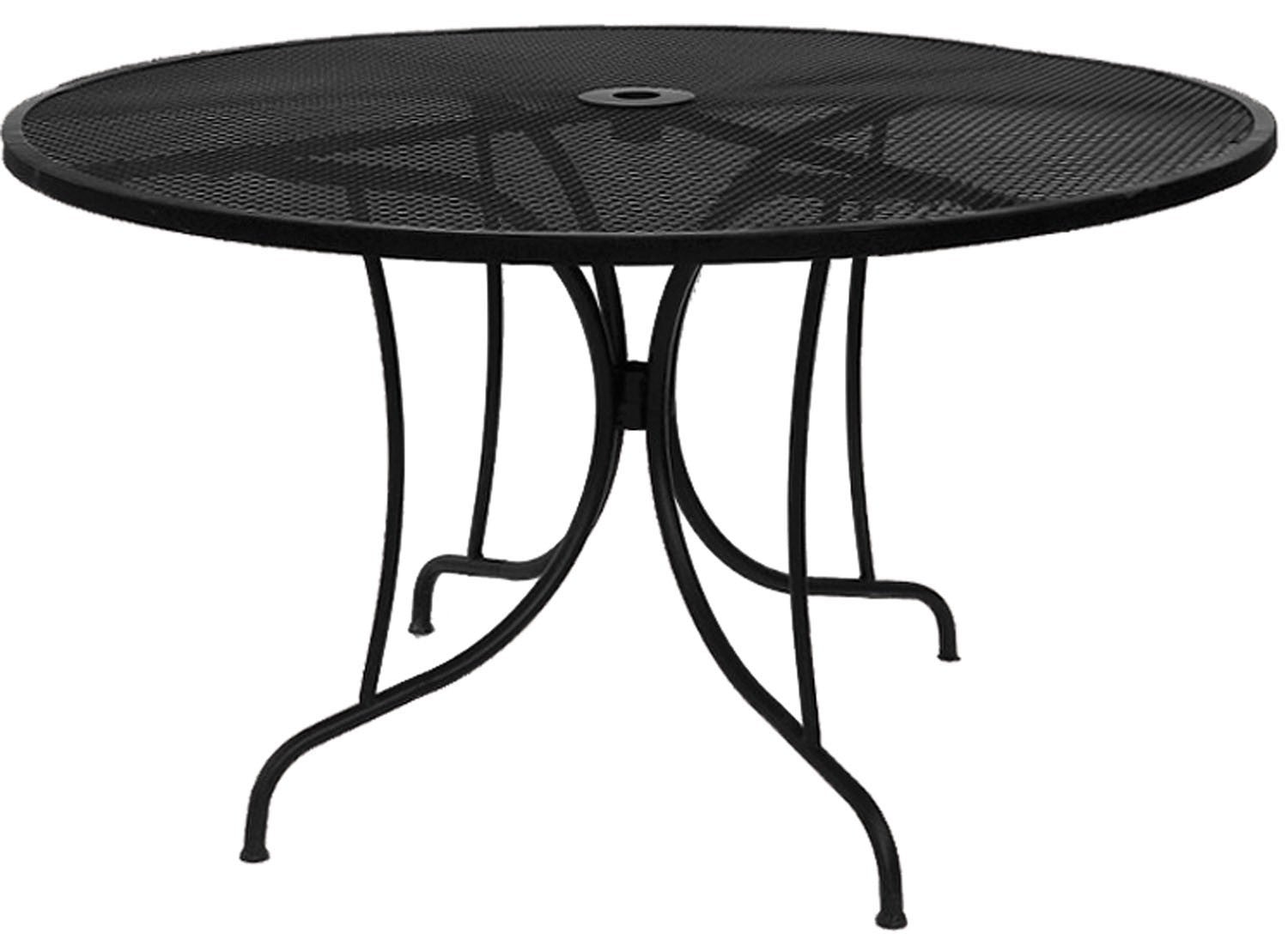 Table ronde d'extérieur en acier treillis noir Ø122 avec trou pour
