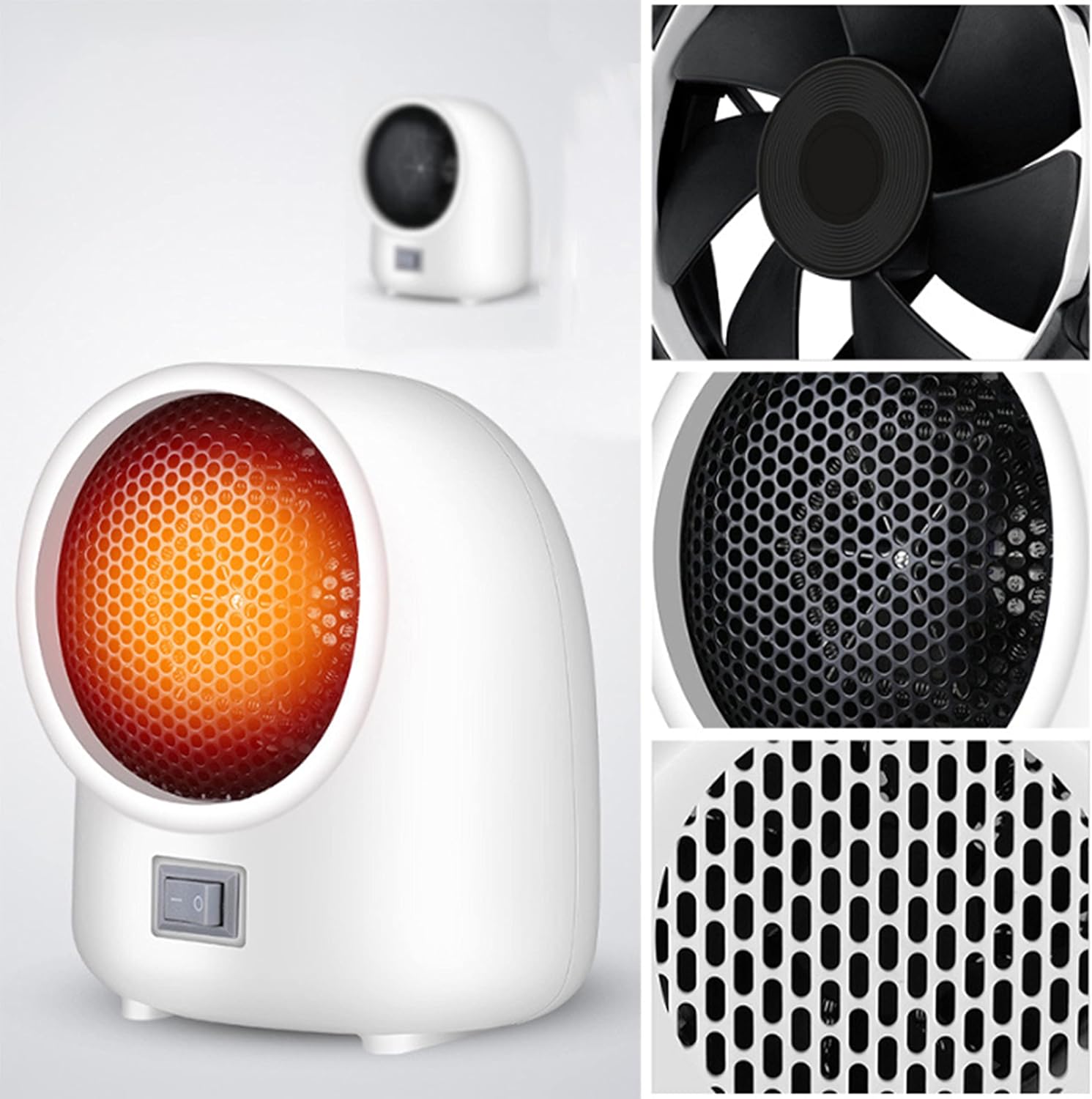 Radiateur Soufflant Portable 500W - Rotation 360°, Silencieux, économe, Pour Bureau, Chambre, Camping-car