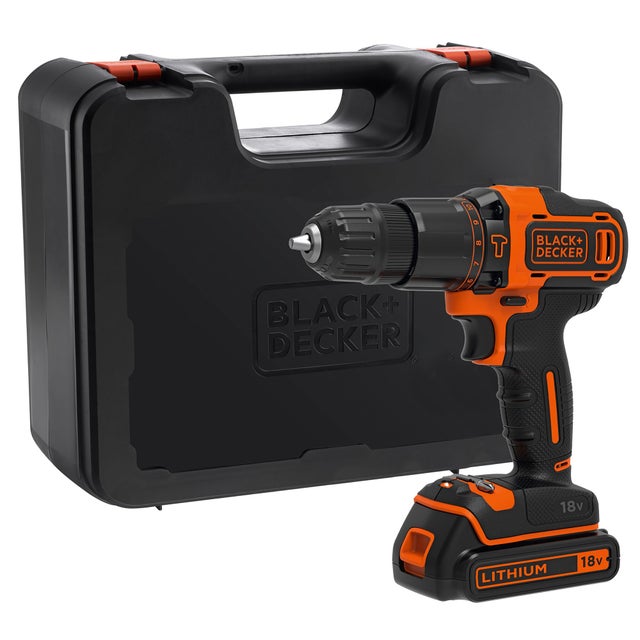 Black and Decker - Perceuse à percussion sans fil 18 V Lithium-Ion 1.5 Ah 40 Nm 21000 cps/min avec coffret - BDCHD18K-QW BLACK & DECKER