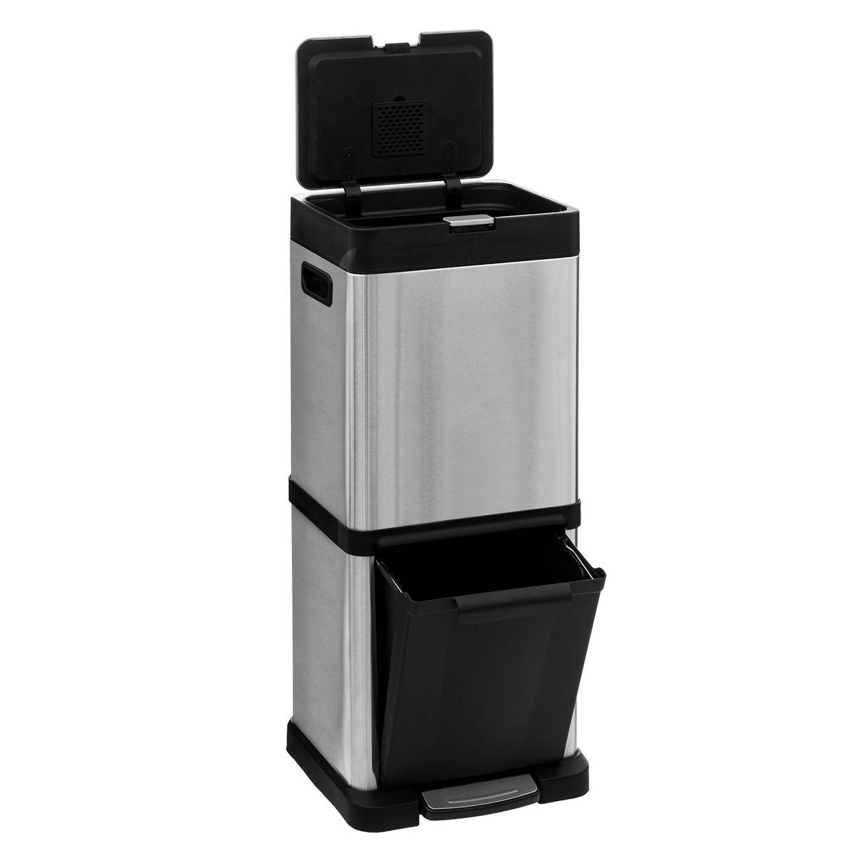 Poubelle Soft Close 3L Lea Noire Effet Marbre - Métal Élégant Pour Salle De Bain Ou Bureau