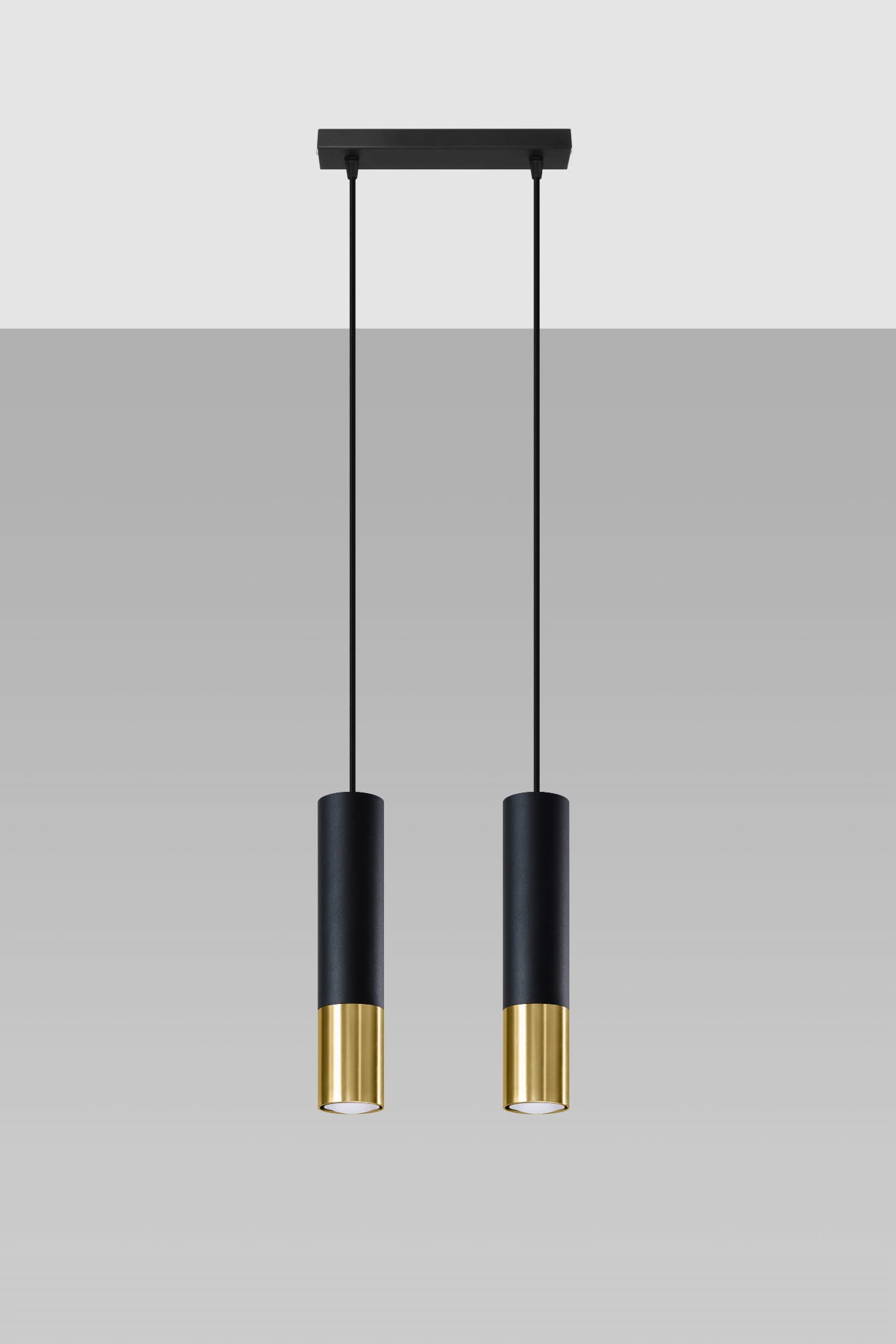 Lampa sufitowa wisząca Loopez czarna-złoto 2xGU10x40W wym: 100 x 29 x 29 cm metal Sollux Lighting - 3