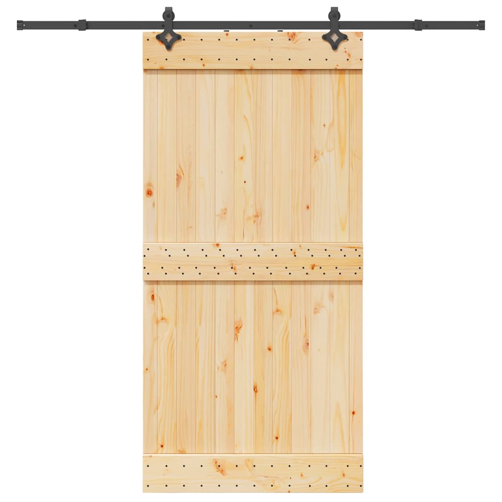 Porte Coulissante En Pin Massif Avec Quincaillerie - Dimensions 100x210 Cm, Kit Complet VidaXL